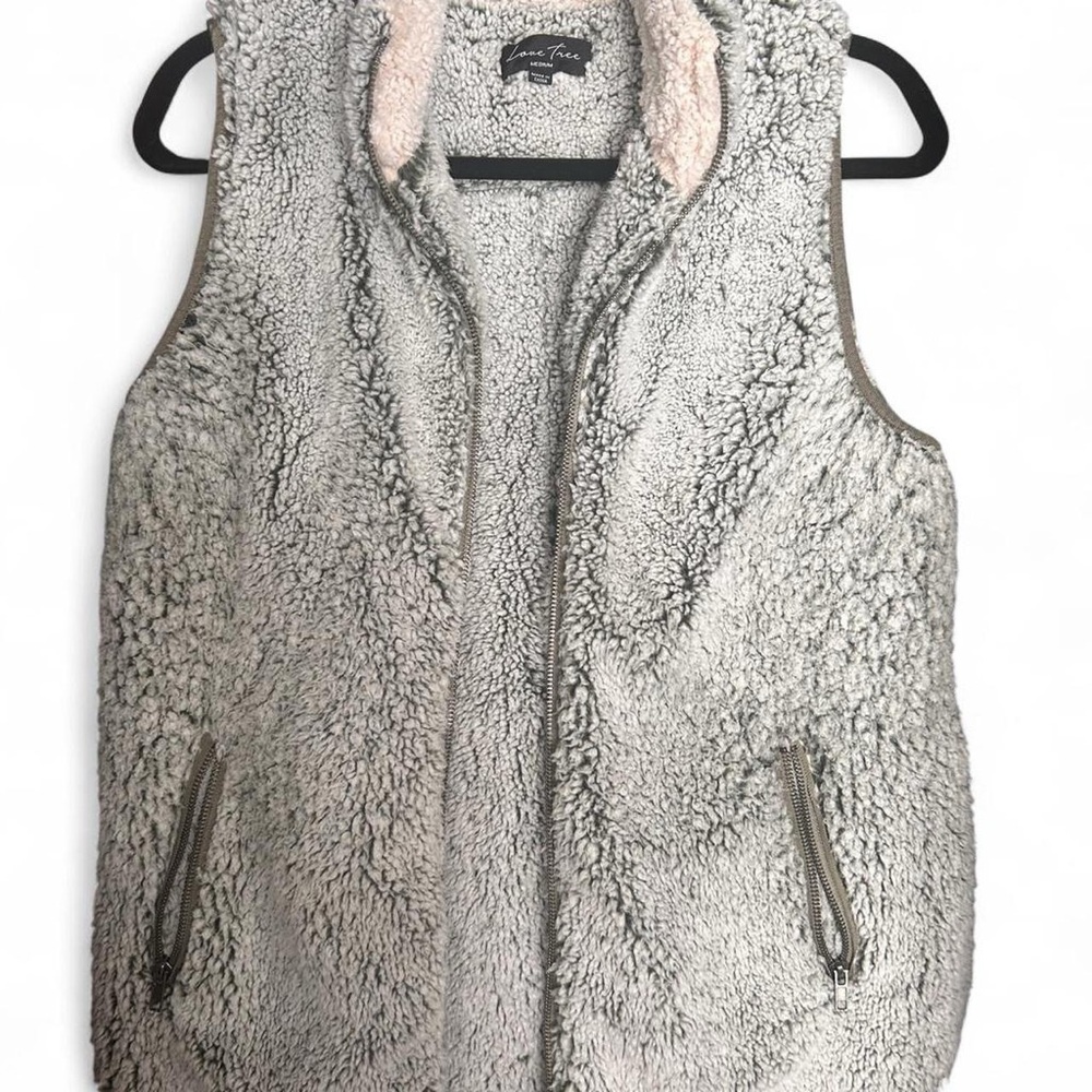 Love Tree Gray Sherpa Vest
